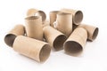 Empty toilet paper rolls isolated on white Royalty Free Stock Photo