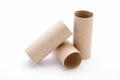 Empty Toilet Paper Rolls Isolated white background three tubes Royalty Free Stock Photo