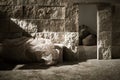 Empty tomb while light shines from the outside. Jesus Christ Resurrection. Christian Easter concept. Royalty Free Stock Photo