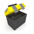 Empty toolbox, black and yellow,