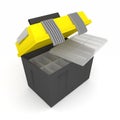 Empty toolbox, black and yellow,