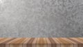 Empty top shelves or table wood on concrete wall background For product and some thing Royalty Free Stock Photo