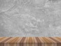 Empty top shelves or table wood on concrete wall background For product and some thing Royalty Free Stock Photo