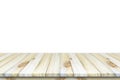 Empty top view of wooden table or counter (shelf) isolated on white background. For display of your products. Royalty Free Stock Photo