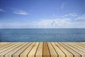 Empty top wooden decking and beautiful peace sea in background,rest moment,time to rest,chill out.