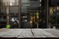 Empty top of wooden shelves on coffee shop ,tree front view background. For product display blur background image, for product Royalty Free Stock Photo