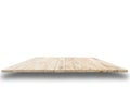 Empty top of wooden table or counter isolated on white backgroun Royalty Free Stock Photo