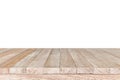 Empty top of wooden table or counter isolated on white backgroun Royalty Free Stock Photo