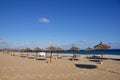 Tunesia: Empty tourist beach at Yasmine Hamamet Royalty Free Stock Photo