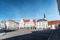 Empty town hall square of Tallinn old city Royalty Free Stock Photo