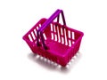 Empty toy shopping basket isolated on white Royalty Free Stock Photo