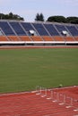 Empty track and field stadium Royalty Free Stock Photo