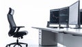 Empty Traders Workstation with Financial Data on Monitors Royalty Free Stock Photo