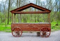 Empty trading stand decorated as an old wooden cart Royalty Free Stock Photo