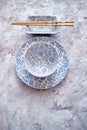 Empty traditional set tableware from Asia. Royalty Free Stock Photo