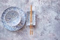 Empty traditional set tableware from Asia. Royalty Free Stock Photo