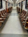 empty train car in metro seat passengers transport Royalty Free Stock Photo