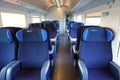 Empty train interior seats during travel. Euro star high speed train of Trenitalia major italian railway company