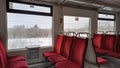 Empty passenger train. Seats without passengers Royalty Free Stock Photo