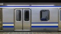 An empty train in a subway station