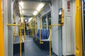 An empty tram with no people in the cabin Royalty Free Stock Photo