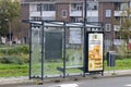 Empty Tram Stop With McDonalds Advertising Billboard At Diemen The Netherlands 31-10-2022