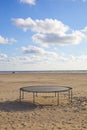 Empty trampoline at beach Royalty Free Stock Photo