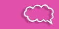 Empty transparent cloud paper speech bubble shape against pink background Royalty Free Stock Photo