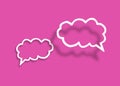 Empty transparent cloud paper speech bubble shape against pink background Royalty Free Stock Photo