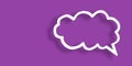Empty transparent cloud paper speech bubble shape against purple background Royalty Free Stock Photo