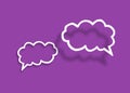 Empty transparent cloud paper speech bubble shape against purple background Royalty Free Stock Photo