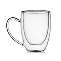 Empty transparent double wall glass cup for espresso coffee isolated