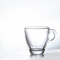 Empty transparent double wall glass tea or coffee mug isolated on white background.