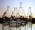 Empty transparent glass bottles forms