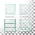 Empty Transparent Glass Box Cube Set Vector. For Exhibition And Presentation. Royalty Free Stock Photo