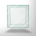 Empty Transparent Glass Box Cube Vector. Isolated On Transparent Checkered Sheet. Royalty Free Stock Photo