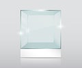 Empty transparent glass cube Royalty Free Stock Photo