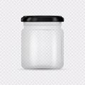 Empty transparent glass jar with cap. Royalty Free Stock Photo