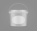 Empty transparent jar mockup with label nd handle for cheese, ice cream, mayonnaise, yogurt
