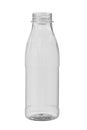 Empty, transparent, plastic bottle for dairy products and juices. Without a lid, isolated on a white background Royalty Free Stock Photo