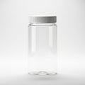 Empty transparent plastic container with white and silver lid Royalty Free Stock Photo