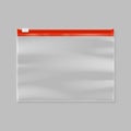 Empty transparent plastic zipper slider bag