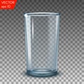 Empty transparent water drinking glasses isolated vector illustration