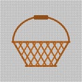 Empty transparent wicker basket with handle. Vector illustration. Royalty Free Stock Photo