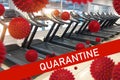 Empty treadmills and closed gyms for quarantine, the concept of combating the coronavirus epidemic covid 19 Royalty Free Stock Photo