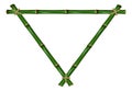 Empty triangular frame. Bamboo stick sign. Green natural border