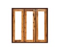 Empty triple natural teak wooden windows Royalty Free Stock Photo