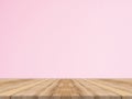 Empty tropical wood table top with pink concrete wall,Mock up ba Royalty Free Stock Photo
