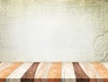 Empty tropical Wooden Table top at grunge concrete wall,Template mock up for display of your product Royalty Free Stock Photo