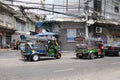 Empty tuk tuk taxis in Bangkok Royalty Free Stock Photo